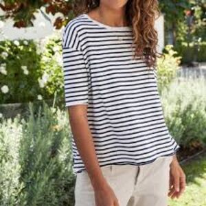 Frank & Eileen Black Josephine Navy French Stripe Heritage Jersey 100% Cotton